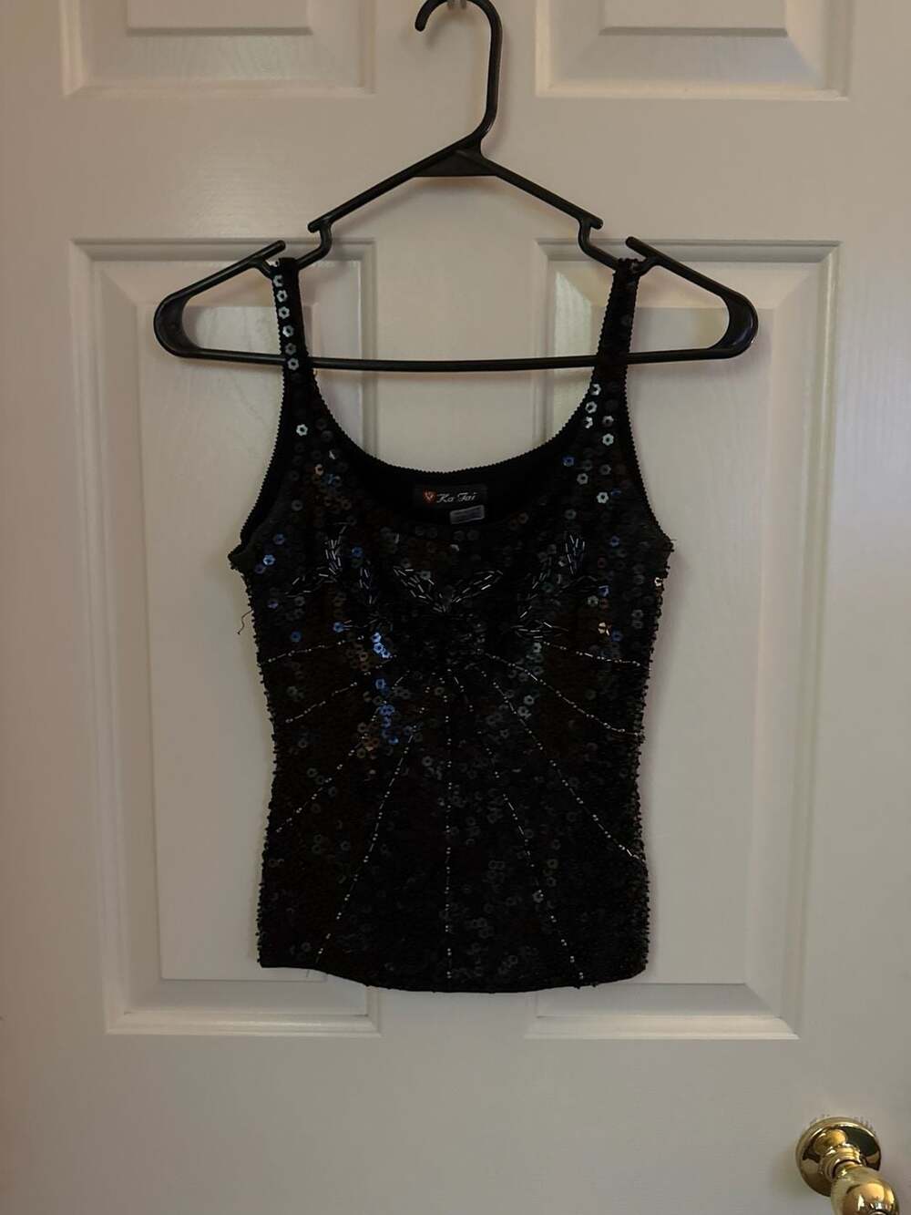 Ka Tai Vintage Y2K Black Sequined and Beaded Tank Top